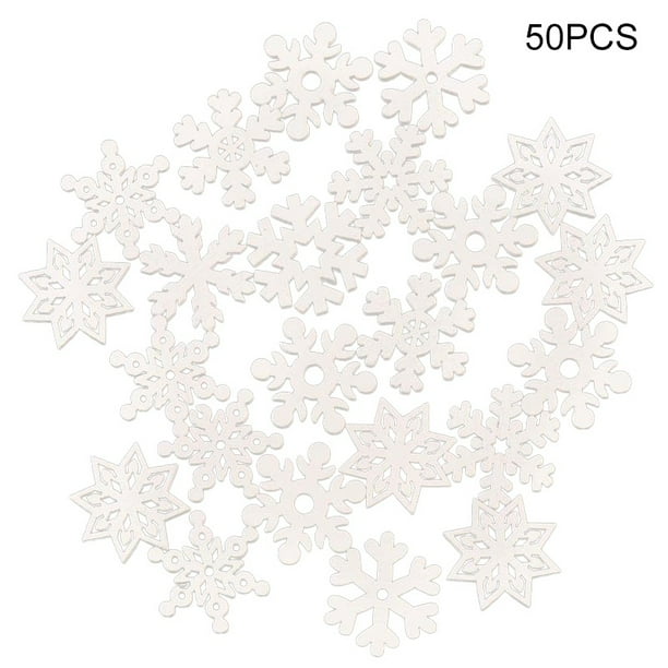Hestya 50 Pieces Wooden Snowflake Ornaments Unfinished DIY Wood Snowflake Cutouts Christmas Tree Hanging Ornaments with Strings for DIY Christmas Decorations 5cm